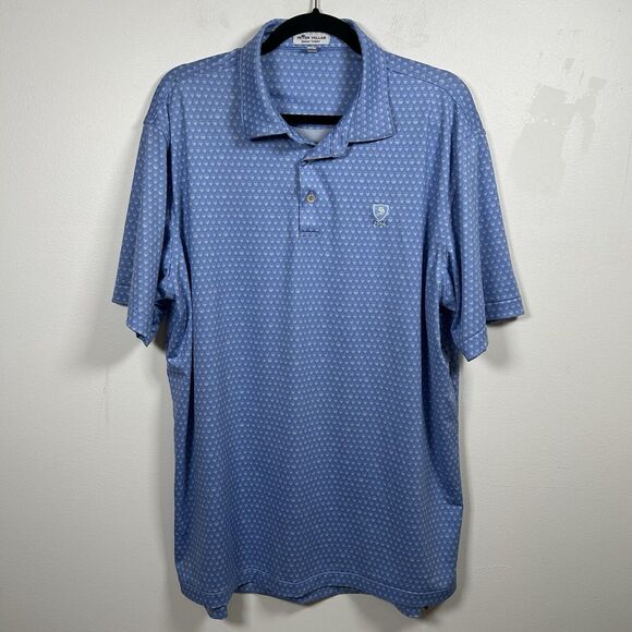 Peter Millar Summer Comfort Polo Mens Large Blue Seeing Double Performance Skull